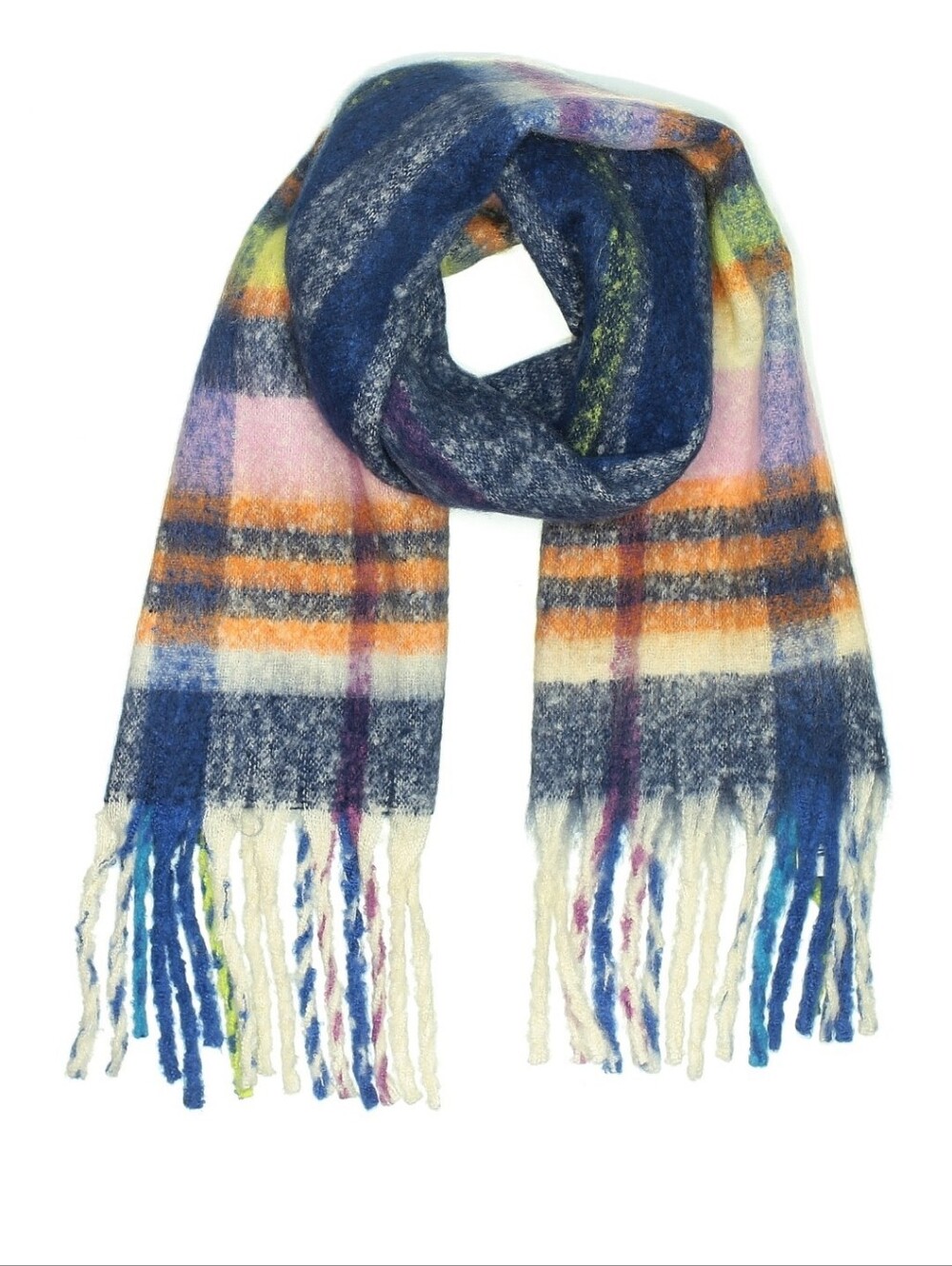 Steve Madden Cozy Multicolor Over-sized Plaid Fringe Scarf/Wrap NWT